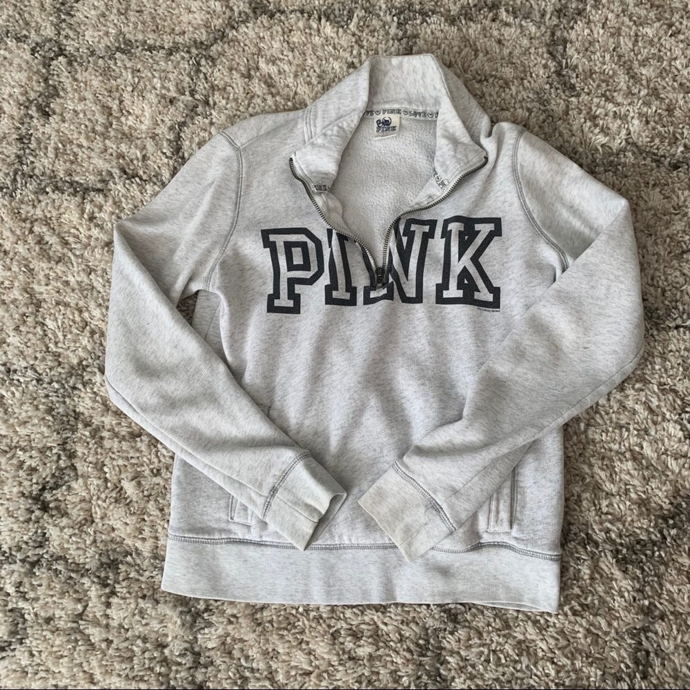 Grey VS PINK Quarter Zip Sweatshirt